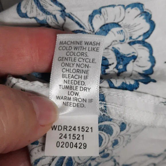 J.JILL Floral Cabana Dress Blue & White Boho Beach Organic Cotton Resort Vacay M - Picture 5 of 12